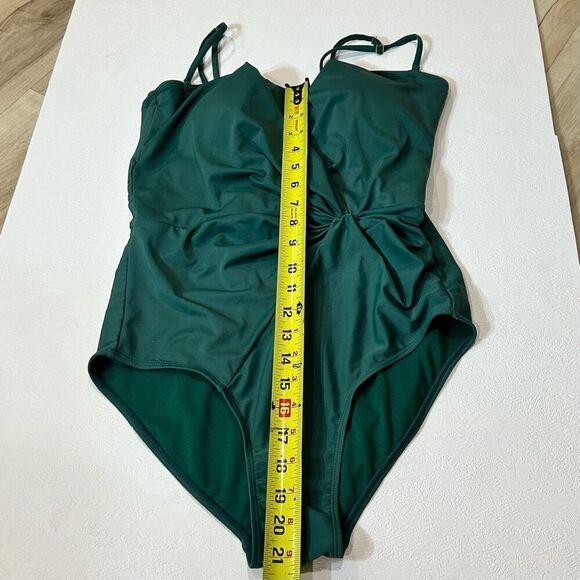 Nicole Miller bandeau twist drape swimsuit green size l - Picture 7 of 7